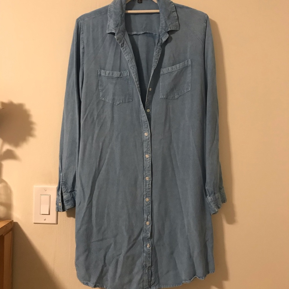 Long Sleeve Chambray Button Up Dress